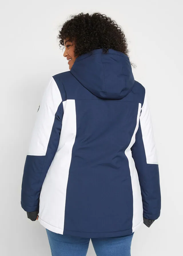 CHAQUETA FUNCIONAL DE ESQUí CON CAPUCHA Y MATERIAL IMPERMEABLE AZUL MARINOBLANCO