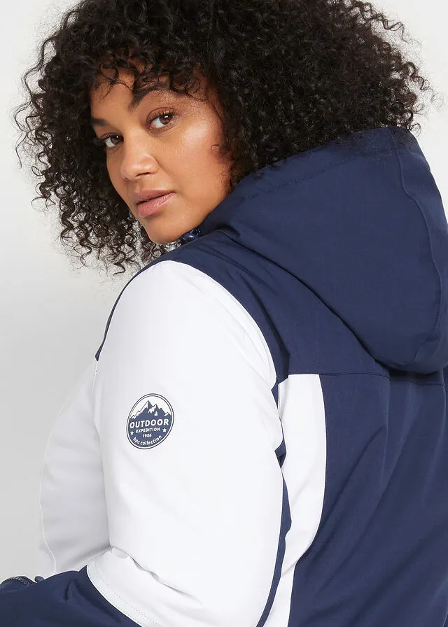 CHAQUETA FUNCIONAL DE ESQUí CON CAPUCHA Y MATERIAL IMPERMEABLE AZUL MARINOBLANCO