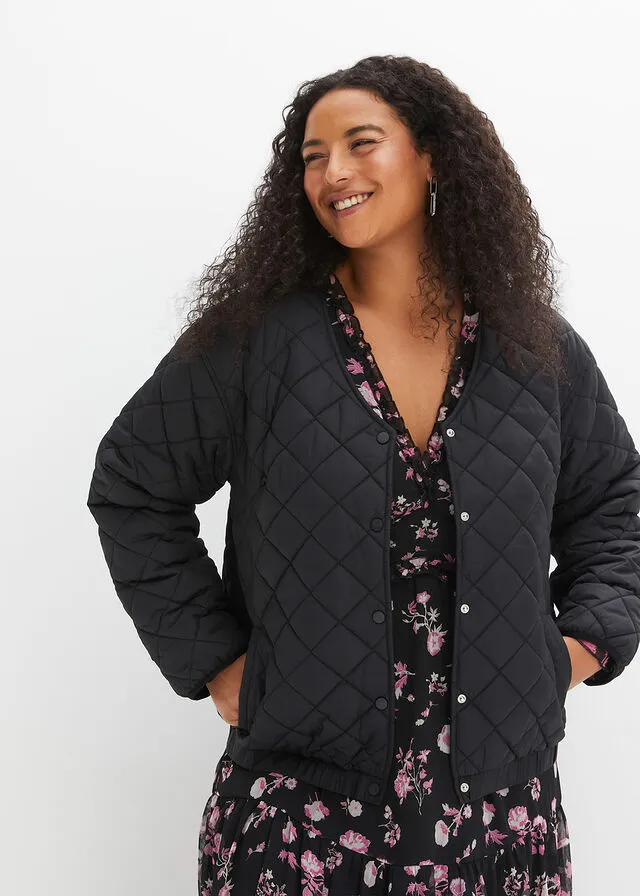 Chaqueta guateada de poliéster reciclado Negro
