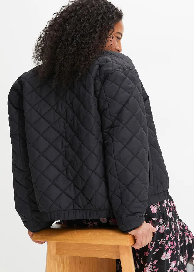 Chaqueta guateada de poliéster reciclado Negro
