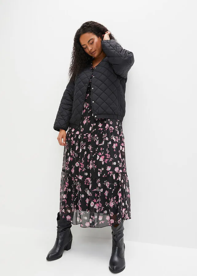 Chaqueta guateada de poliéster reciclado Negro