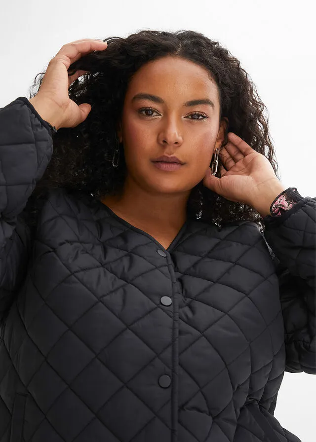Chaqueta guateada de poliéster reciclado Negro