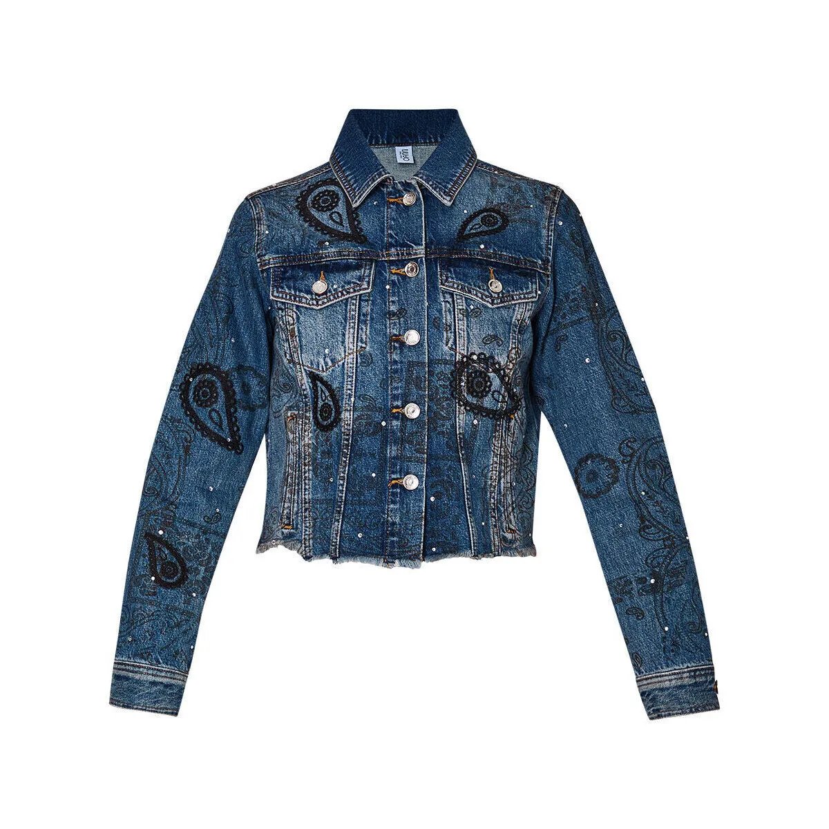 Chaqueta vaquera con bordados y strass