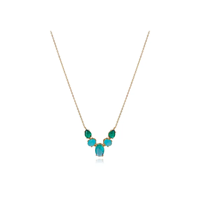 COLGANTE VICEROY PLATA DE LEY CON BAñO DE ORO Y CRISTALES EN VERDE Y AZUL 13168C10059