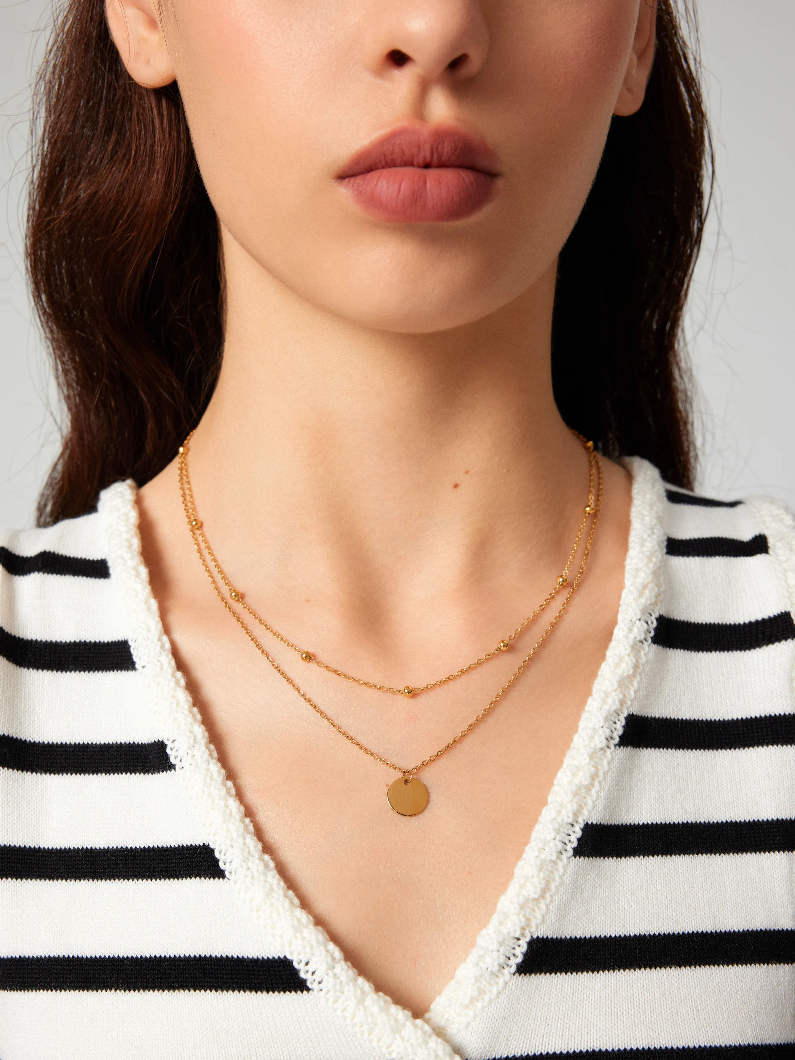 Collar con Dije de Cuentas Redondas de Doble Capa