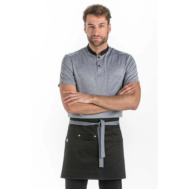 DELANTAL CINTURA NEGRO CON CINTA GRIS  DYNEKE