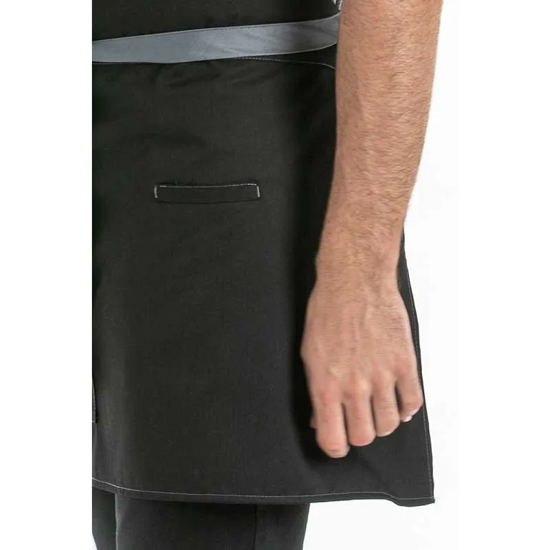 DELANTAL CINTURA NEGRO CON CINTA GRIS  DYNEKE