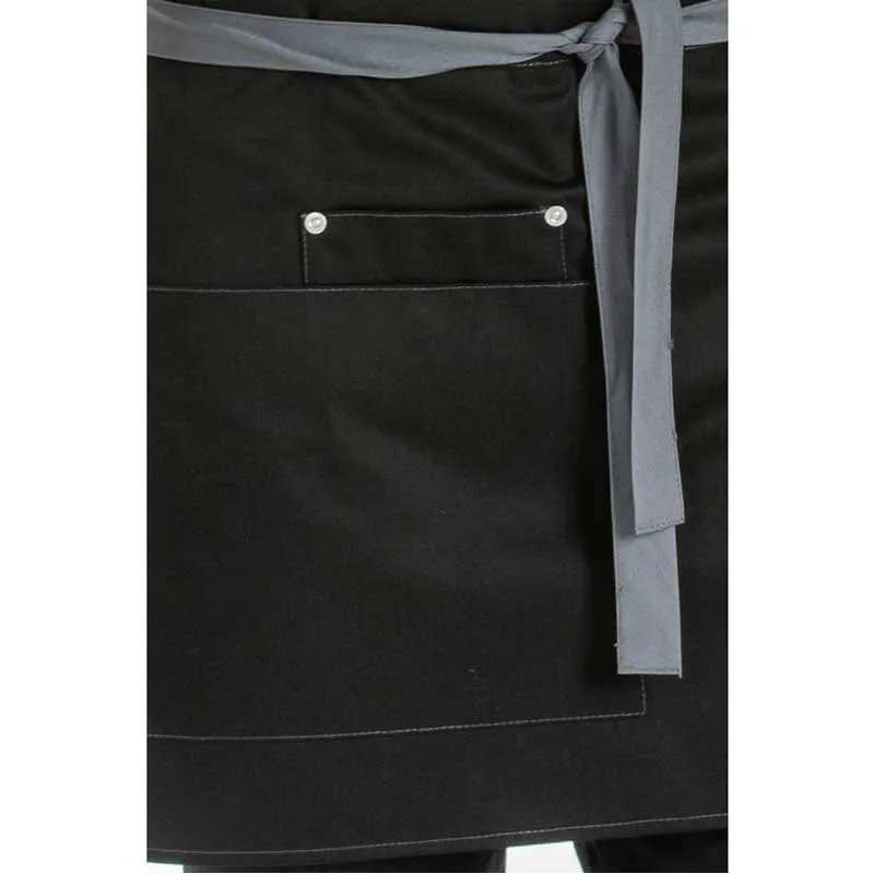 DELANTAL CINTURA NEGRO CON CINTA GRIS  DYNEKE