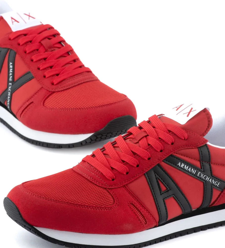 Deportivas de ante ecológico, malla y nailon rojo