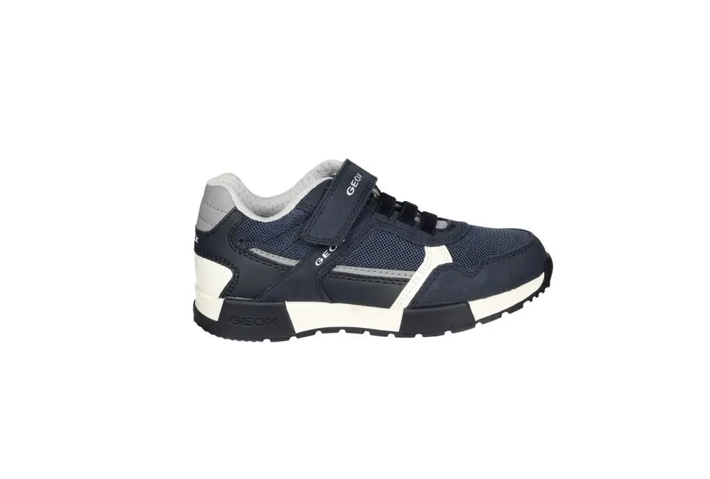 Deportivo Nobuck/rejilla Azul Velcro Bandas Laterales Blancas