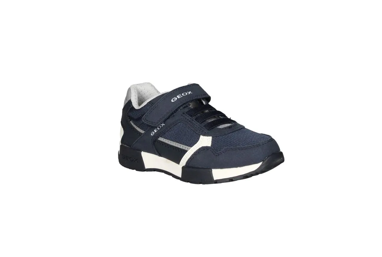 Deportivo Nobuck/rejilla Azul Velcro Bandas Laterales Blancas