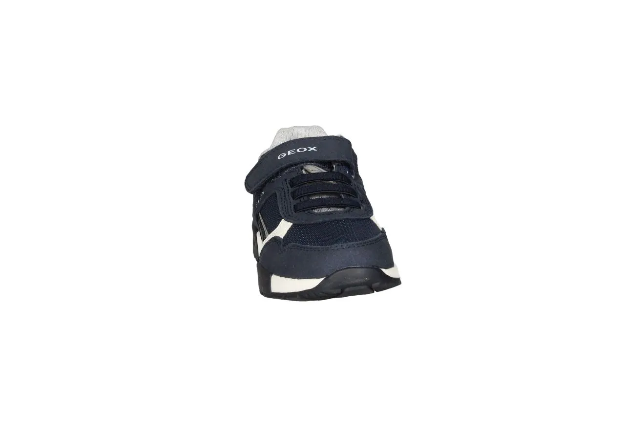 Deportivo Nobuck/rejilla Azul Velcro Bandas Laterales Blancas