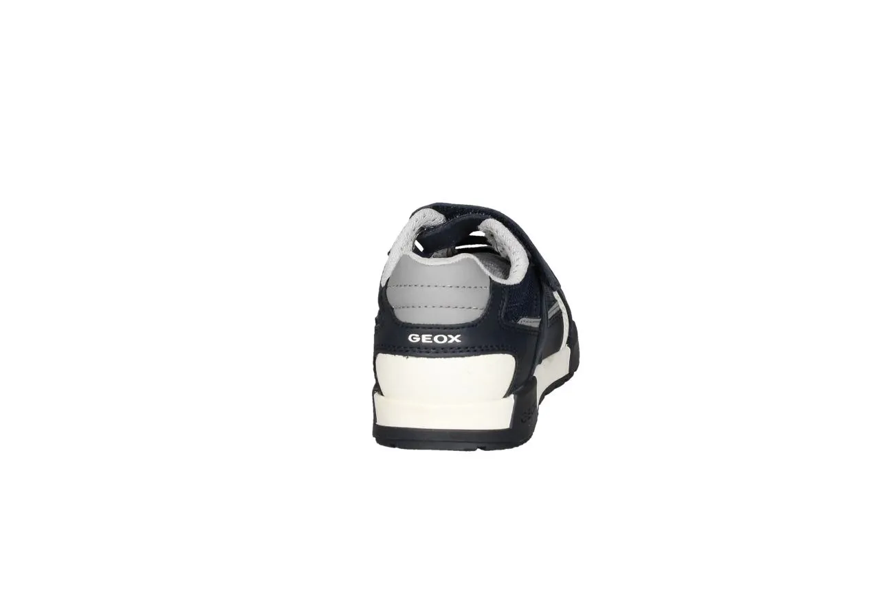 Deportivo Nobuck/rejilla Azul Velcro Bandas Laterales Blancas