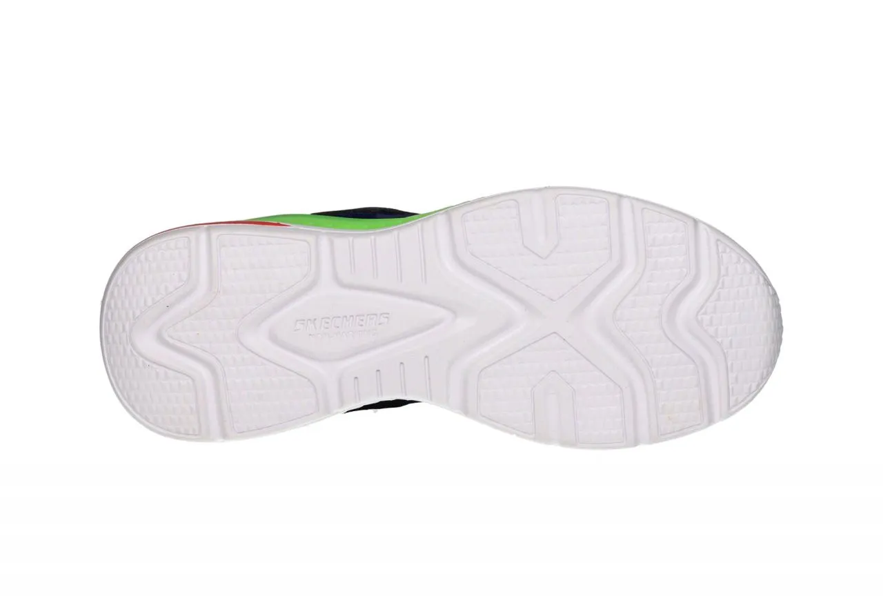 Deportivo Velcro Nylon Azul Piso Blanco Con Verde Fluor y Luces