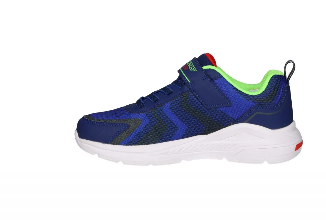 Deportivo Velcro Nylon Azul Piso Blanco Con Verde Fluor y Luces