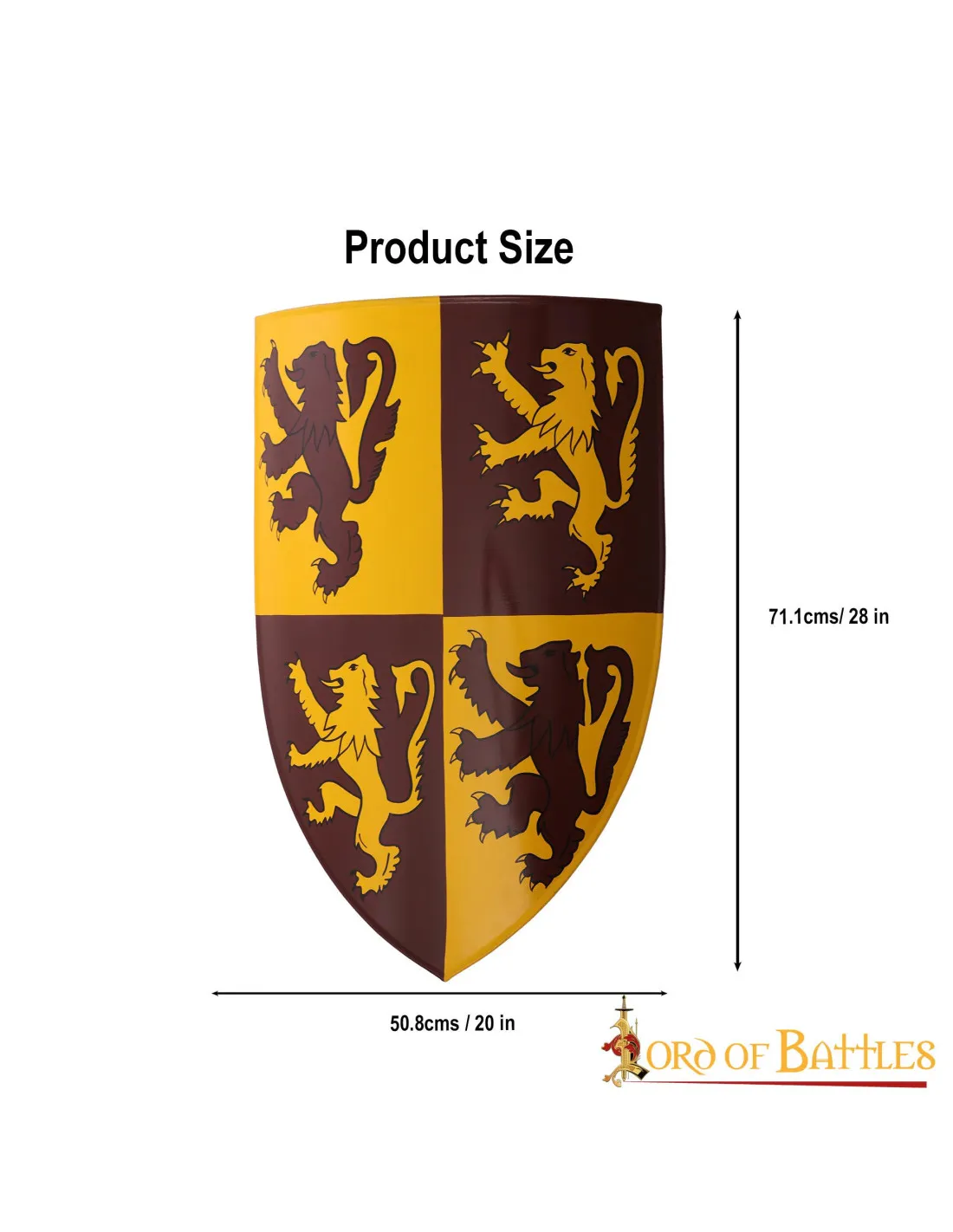 Escudo galés Owain Glyndwr con estampado león rampante