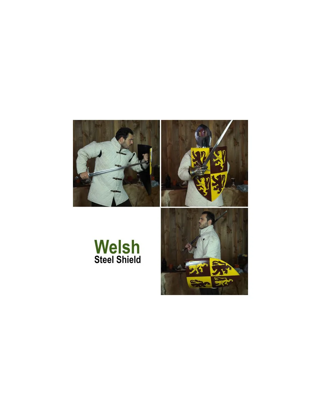 Escudo galés Owain Glyndwr con estampado león rampante