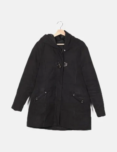 Etam Parka negra con capucha