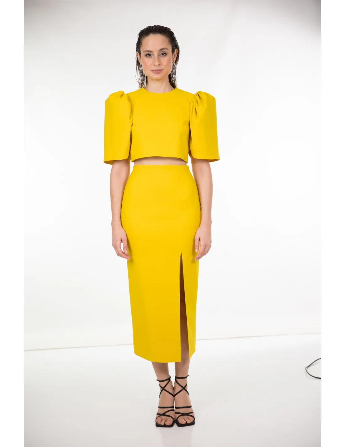 FALDA MIDI AMARILLA