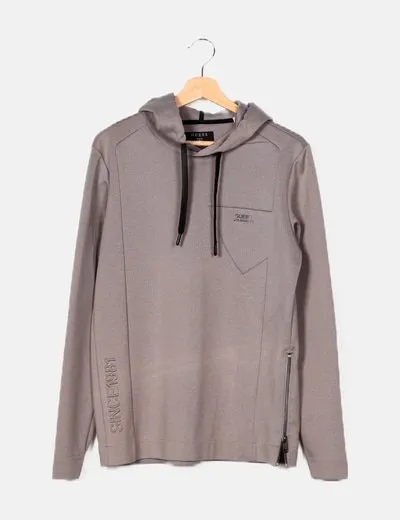Guess Sudadera gris con capucha