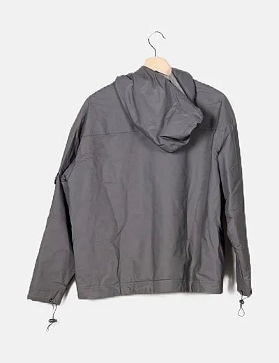 HBNY Impermeable gris con capucha