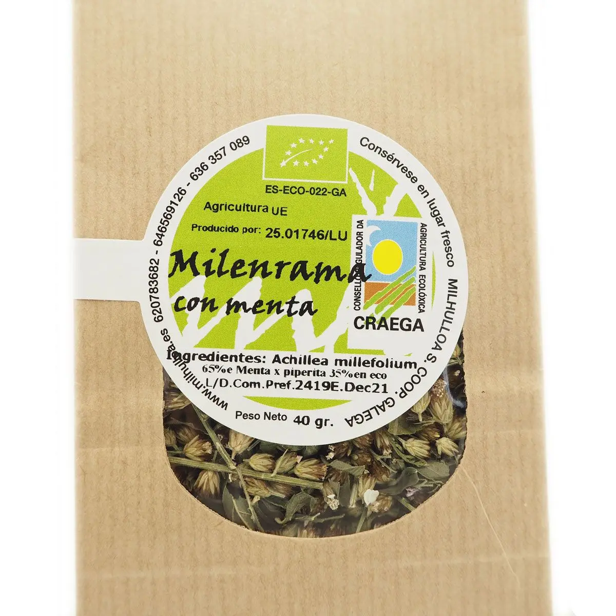 Infusión de milenrama y menta ecológica
