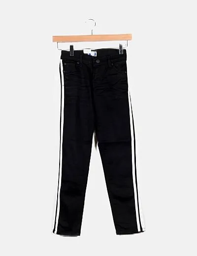 Jack & Jones Jeans negros rayas laterales