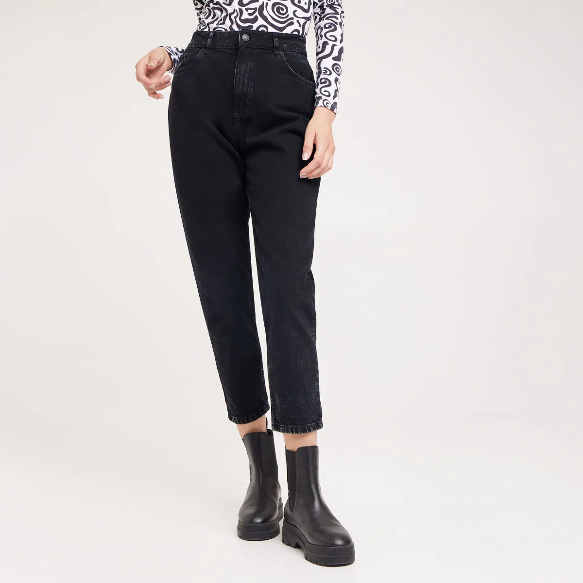 Jean Mom Con Overdyed