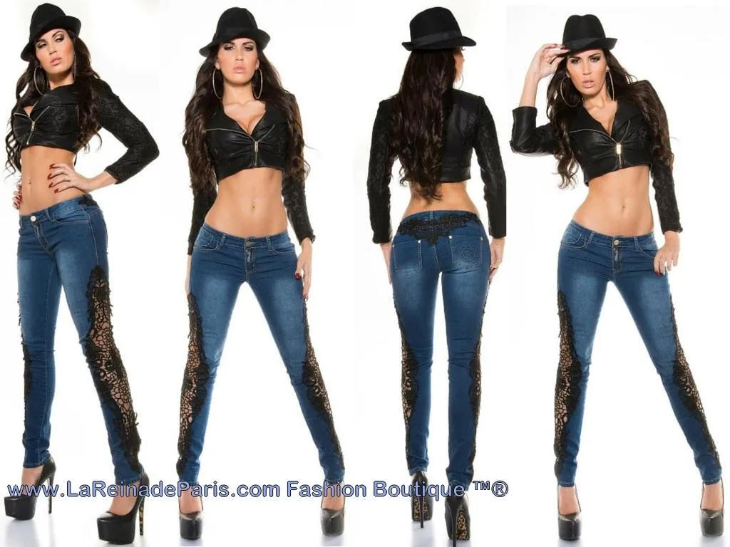 Jeans pitillo con ganchillo Rayen