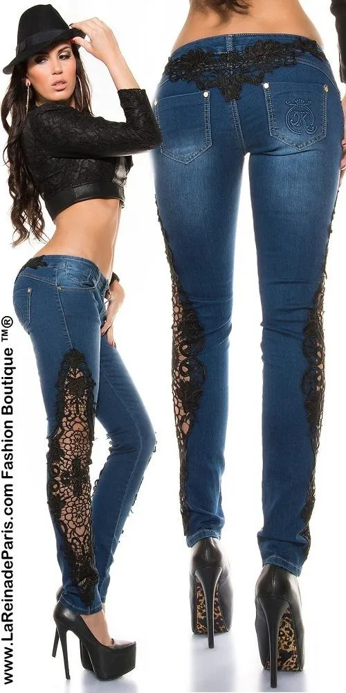 Jeans pitillo con ganchillo Rayen