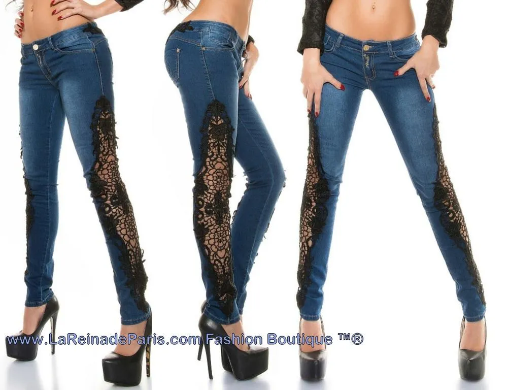Jeans pitillo con ganchillo Rayen
