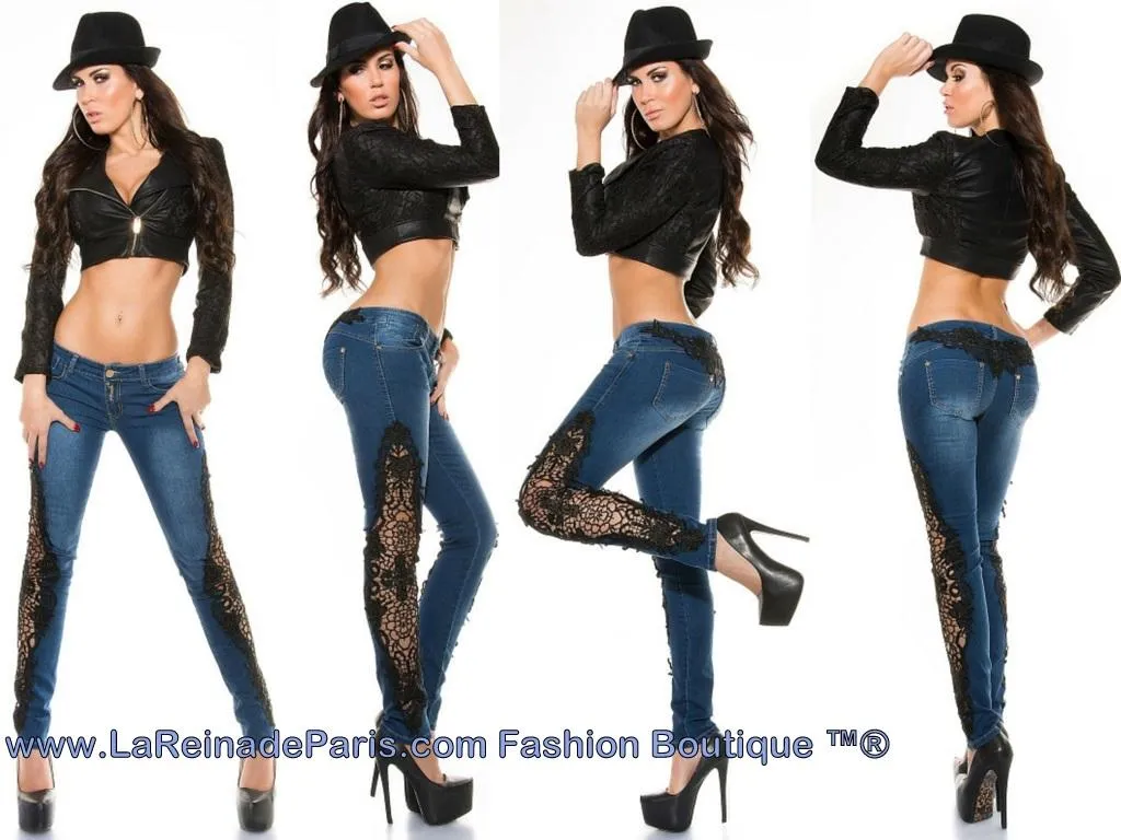 Jeans pitillo con ganchillo Rayen