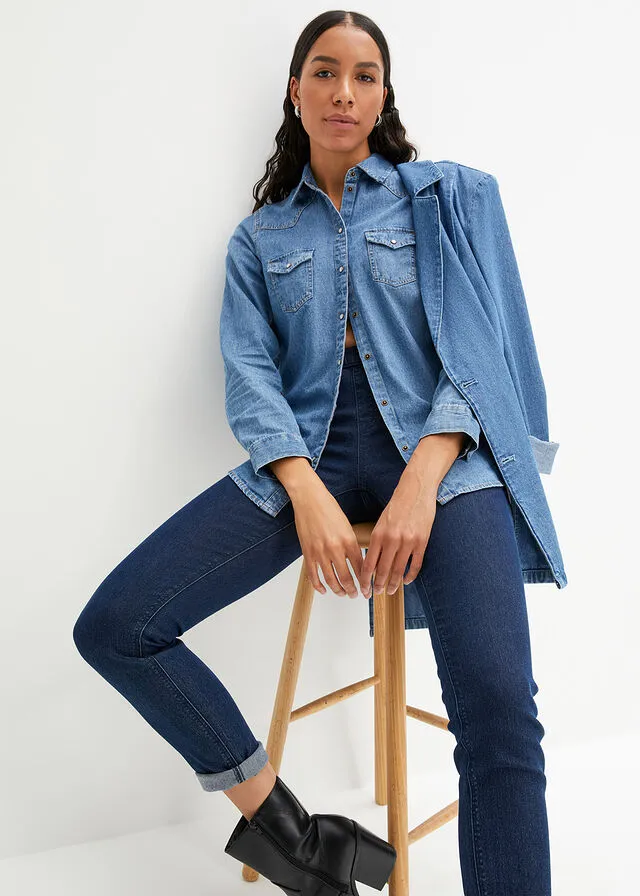 Jeggings efecto lavado denim neutro