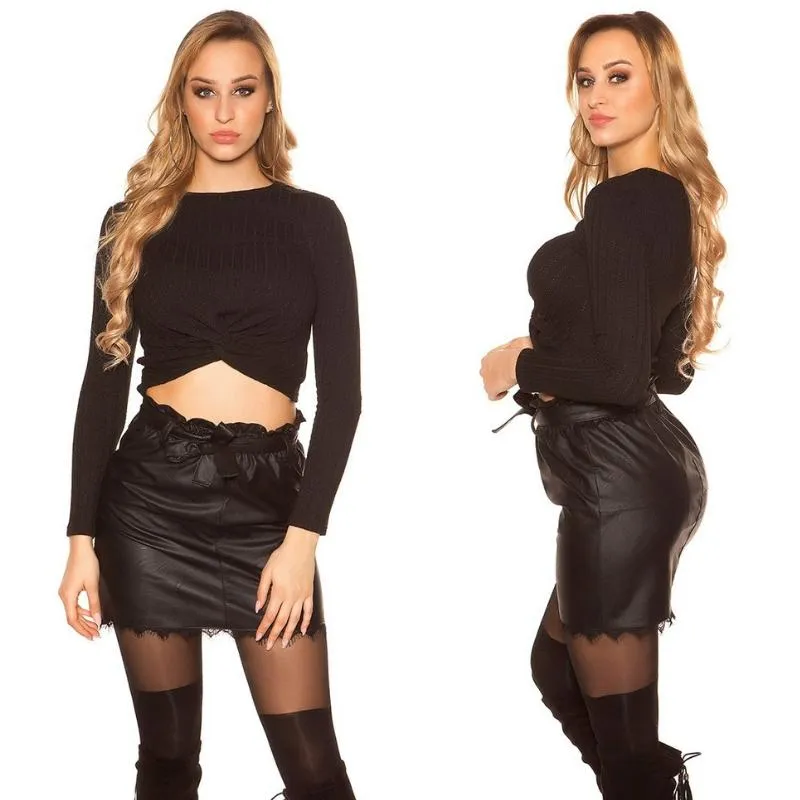 Jersey crop con nudo negro