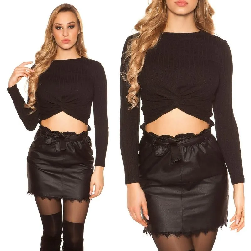 Jersey crop con nudo negro