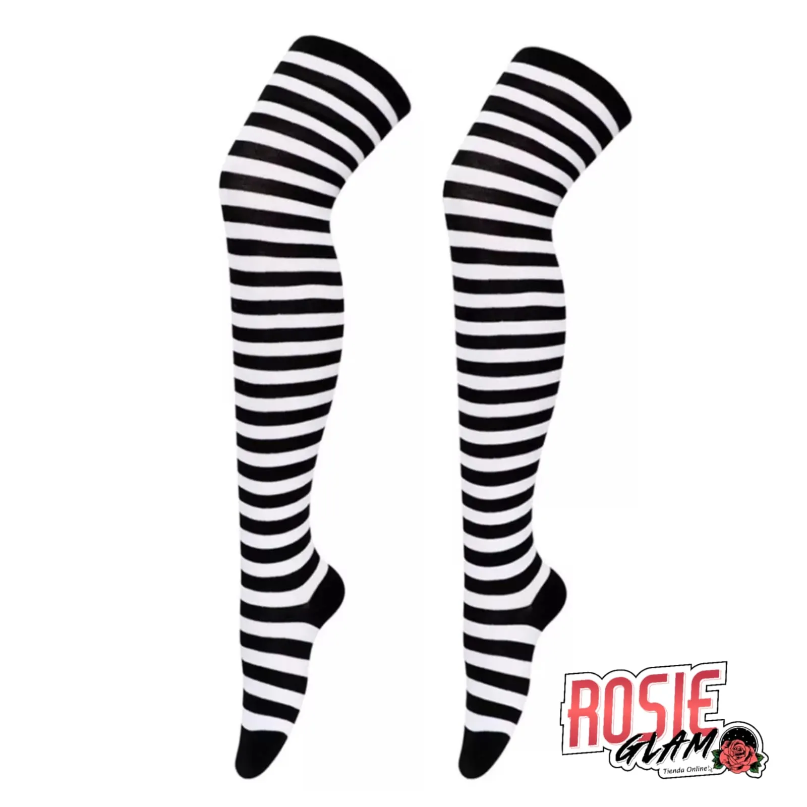 MEDIAS RAYAS NEGRA BLANCA  ROSIEGLAM