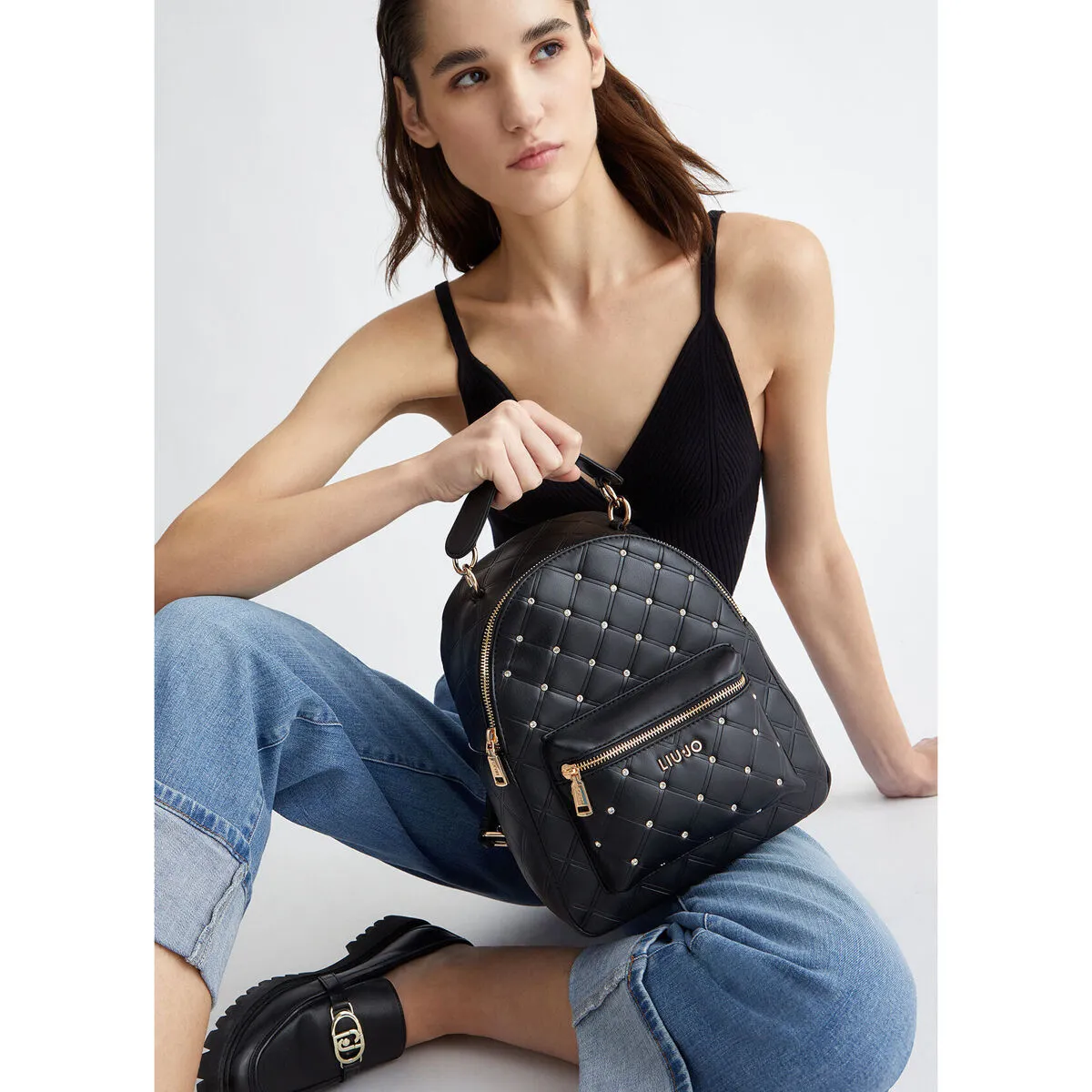 Mochila acolchada con strass