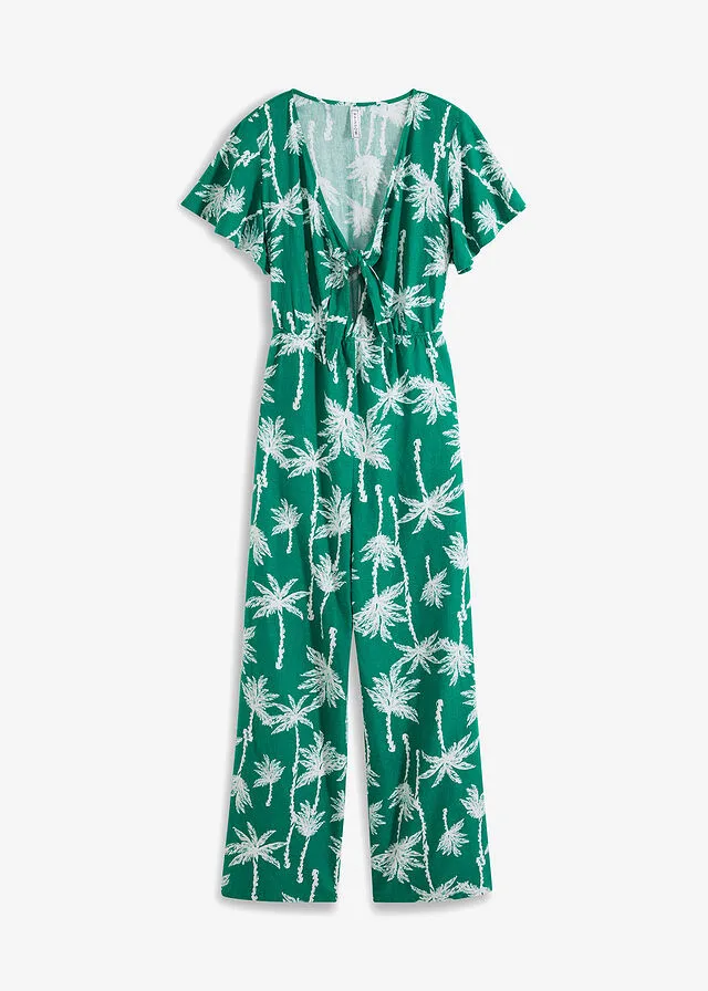 Mono con cordón y lino Verde menta estampado
