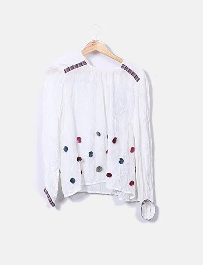 NoName Túnica beige con pompones