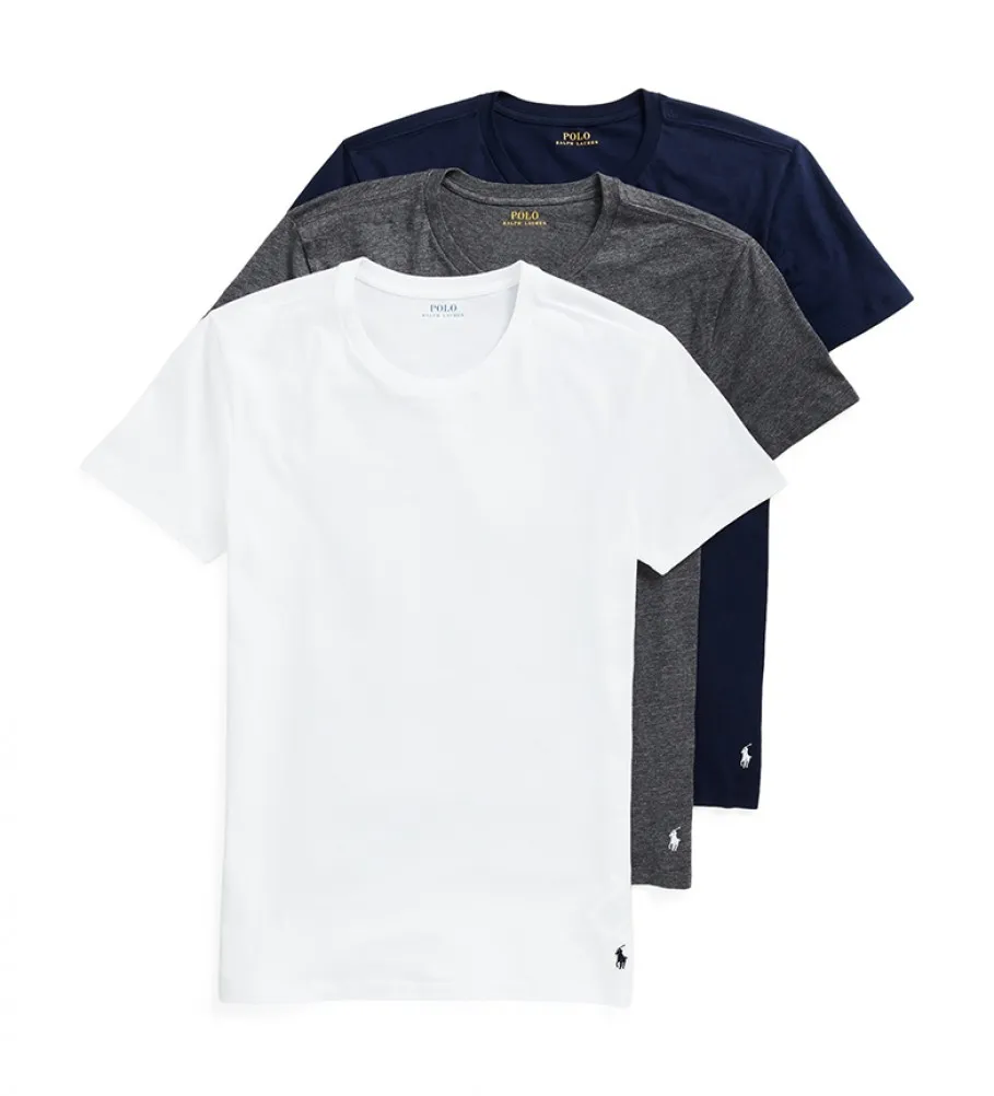 Pack de 3 Camisetas interiores Crew blanco, gris, marino