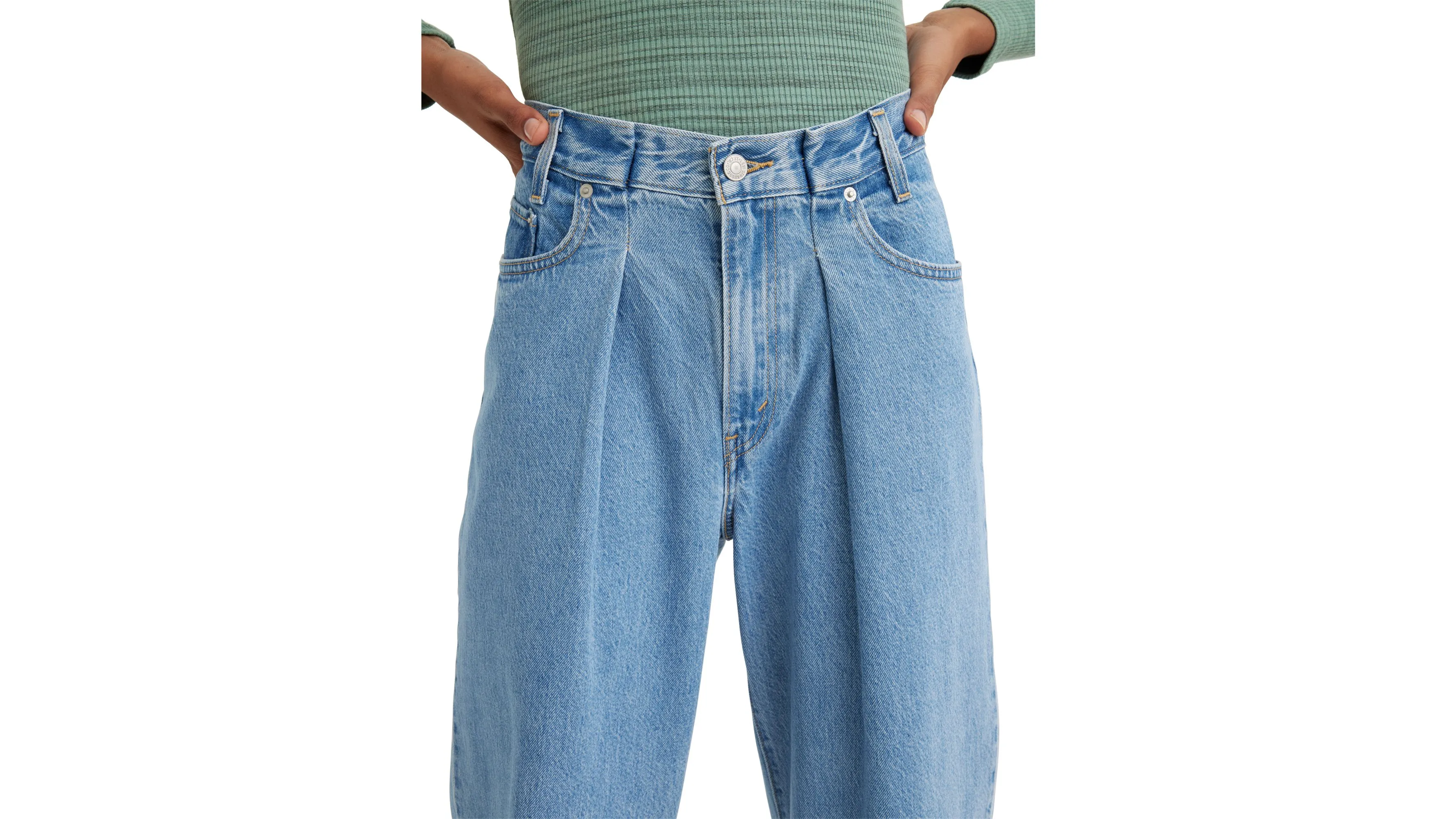 Pantalones Baggy Dad Con Pinzas Y Vuelta