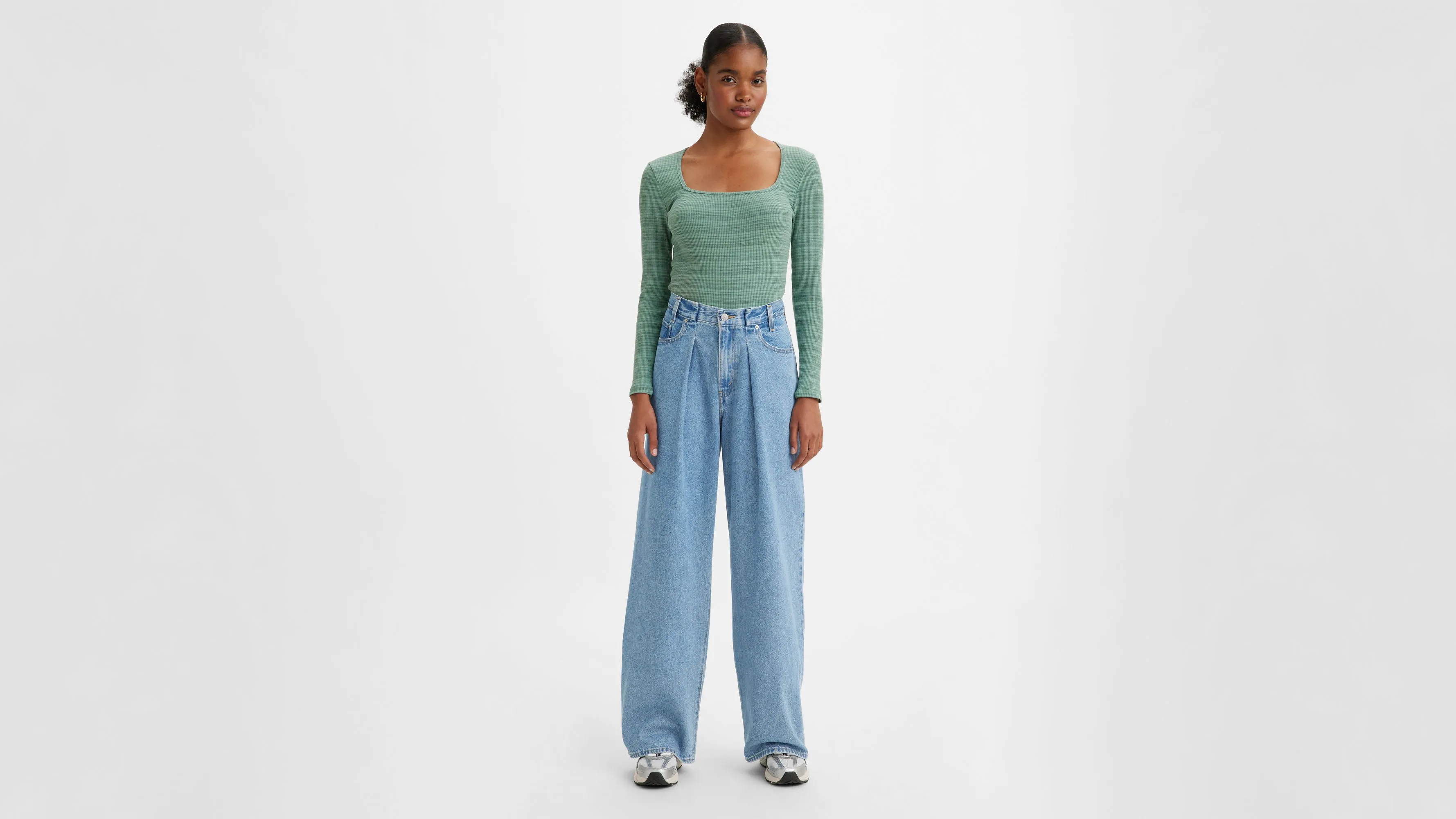 Pantalones Baggy Dad Con Pinzas Y Vuelta