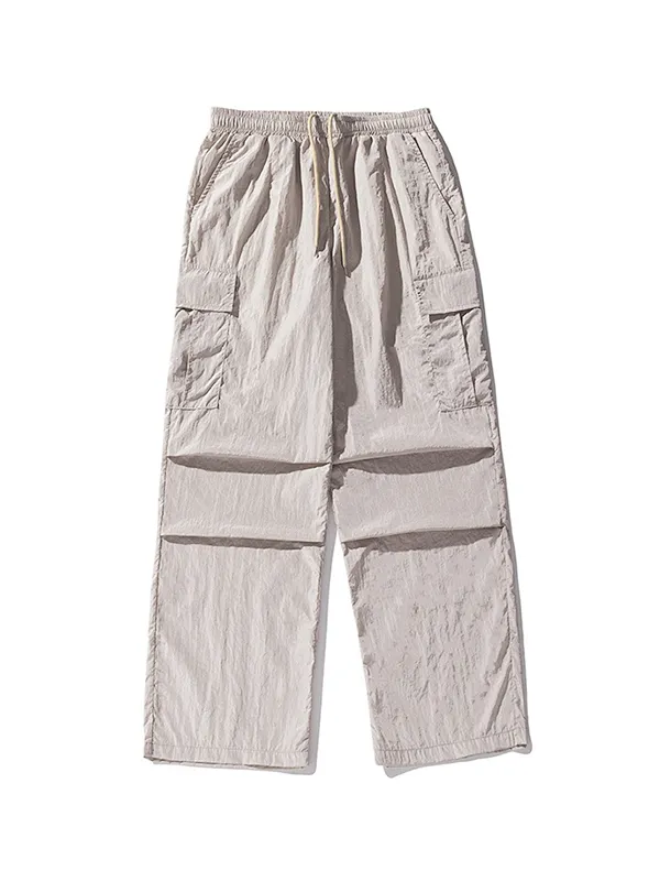 Pantalones cargo plisados dobles con bolsillo grande texturizado para hombre