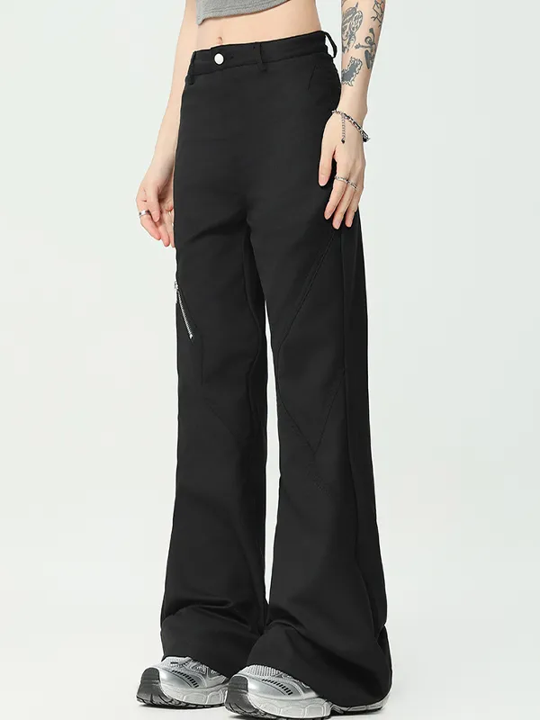 Pantalones cargo simples con cremallera