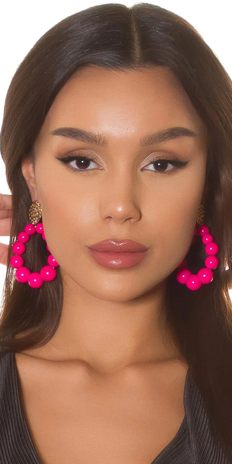 Pendientes con efecto perla fucsia