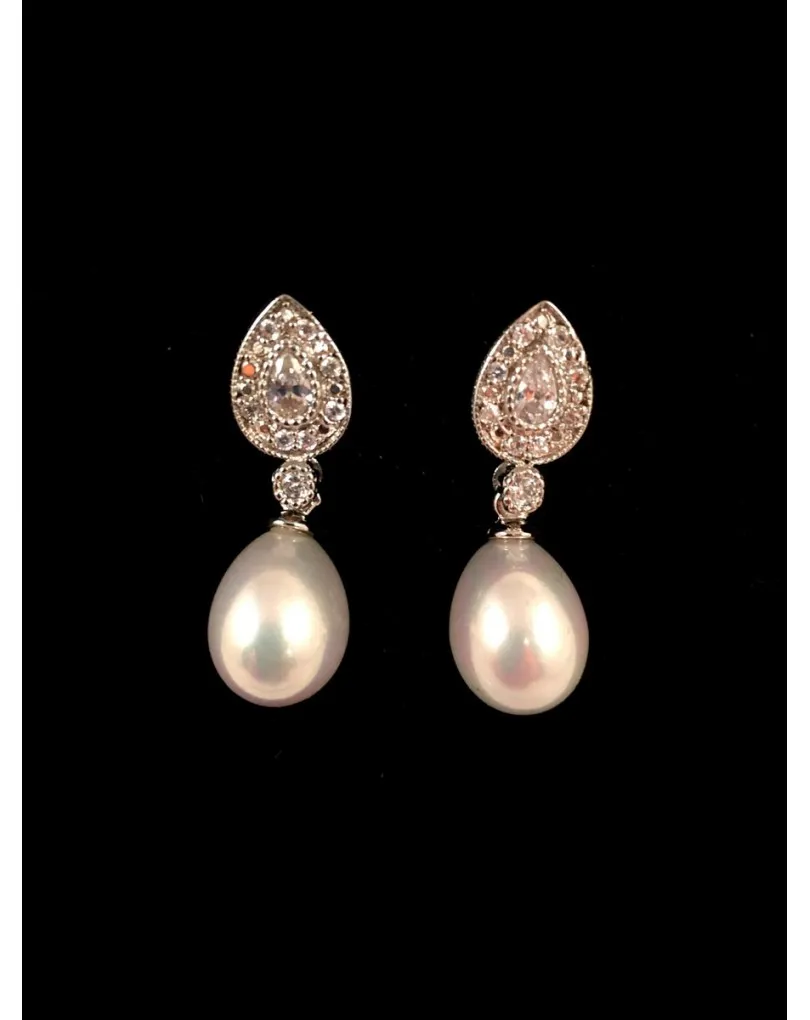 PENDIENTES DE NOVIA EN RODIO CON BAÑO DE ORO