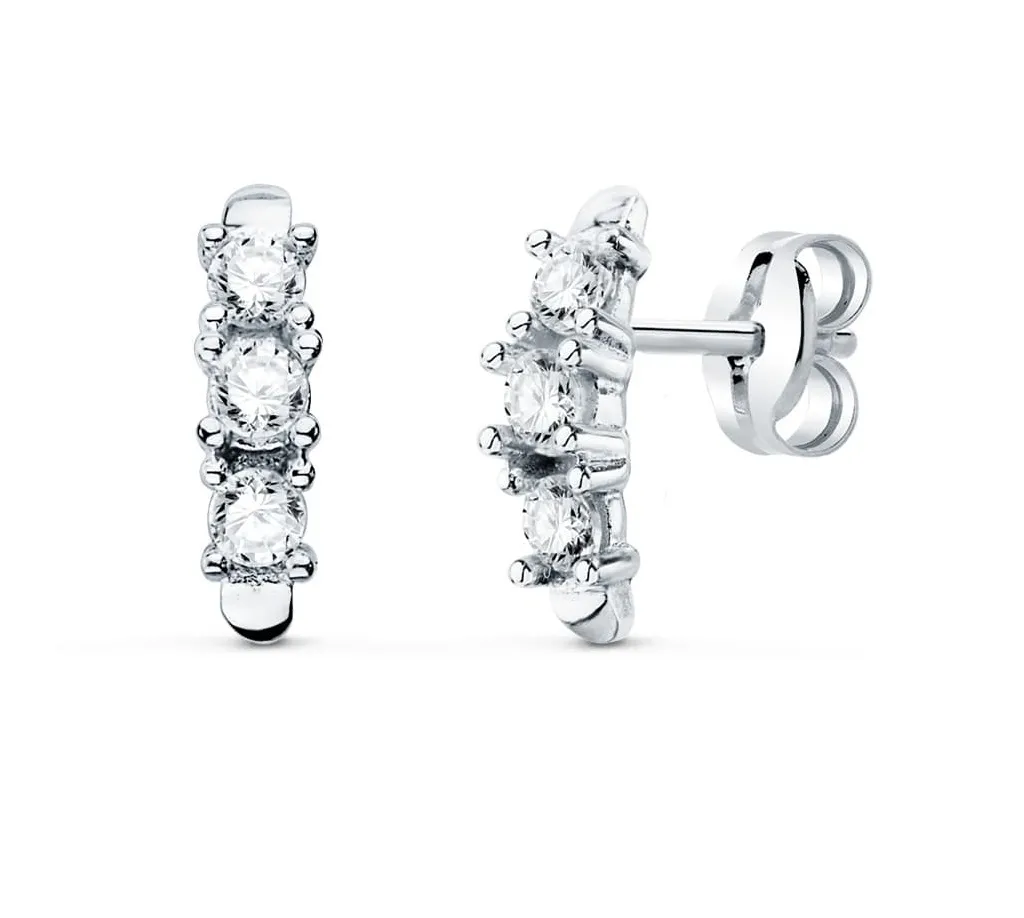 Pendientes Oro Blanco con Circonitas
