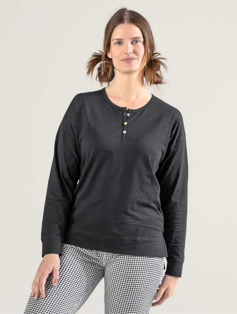Pijama a cuadros ecológico mujer blanco y negro