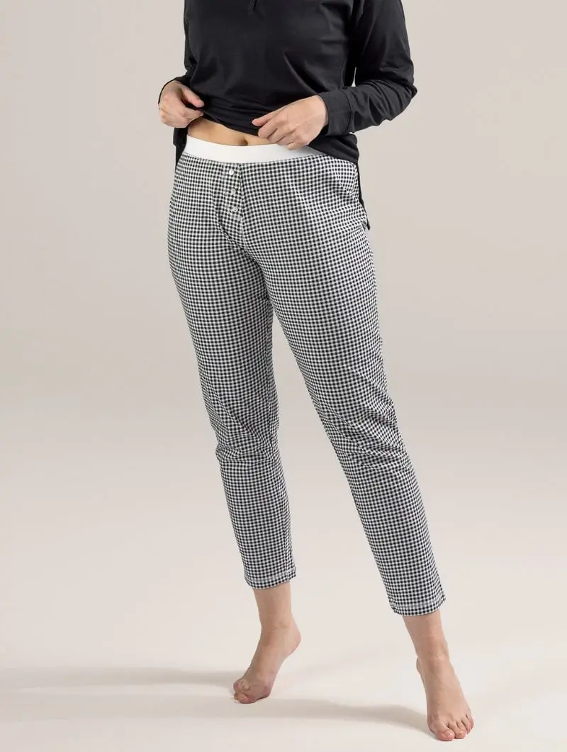 Pijama a cuadros ecológico mujer blanco y negro