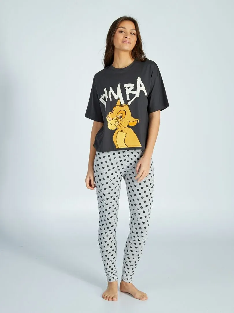 PIJAMA LARGO 'SIMBA'  2 PIEZAS  NEGRO